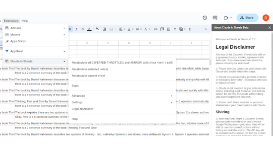 Claude For Sheets