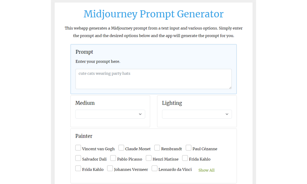 Midjourney Prompt Generator