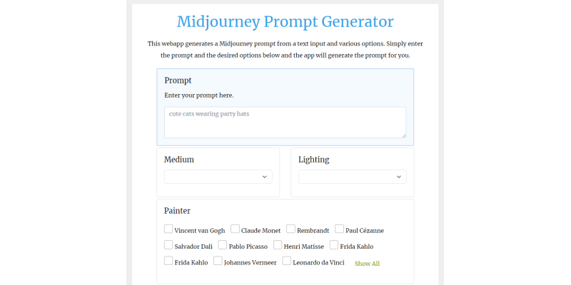 Midjourney Prompt Generator