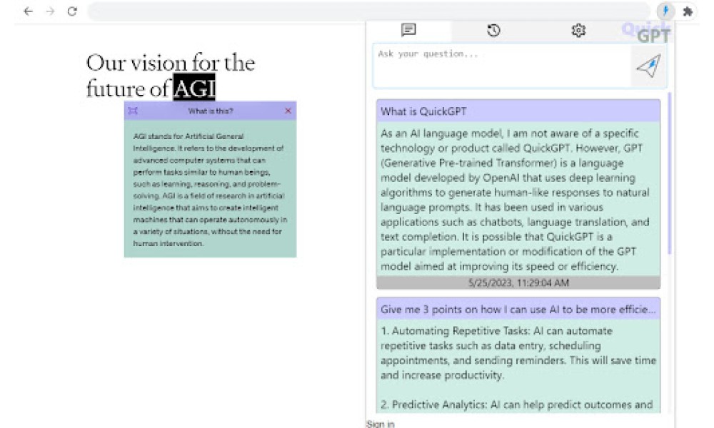 QuickGPT AI Assistant