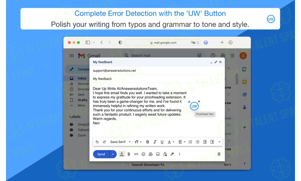 UpWrite AI Proofreading Chrome Extension - Image 4
