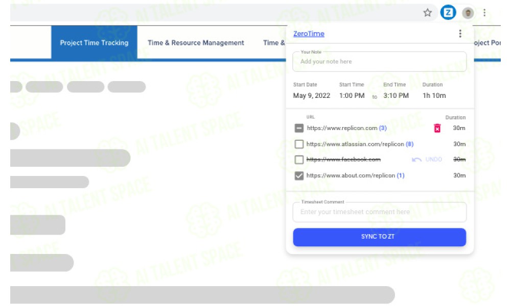 Replicon ZeroTime™ Browser Extension - Image 3