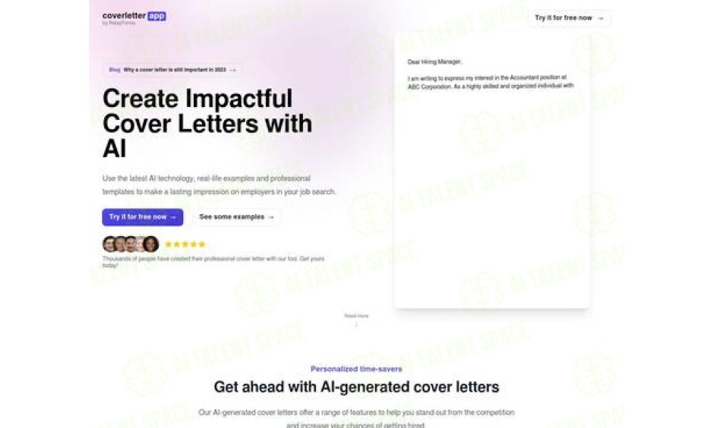 AI Cover Letters, Examples & Templates | coverletter.app - Image 1