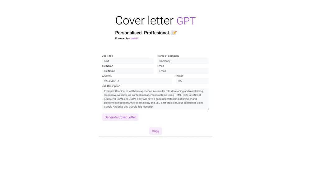ChatGPT Cover Letter Builder