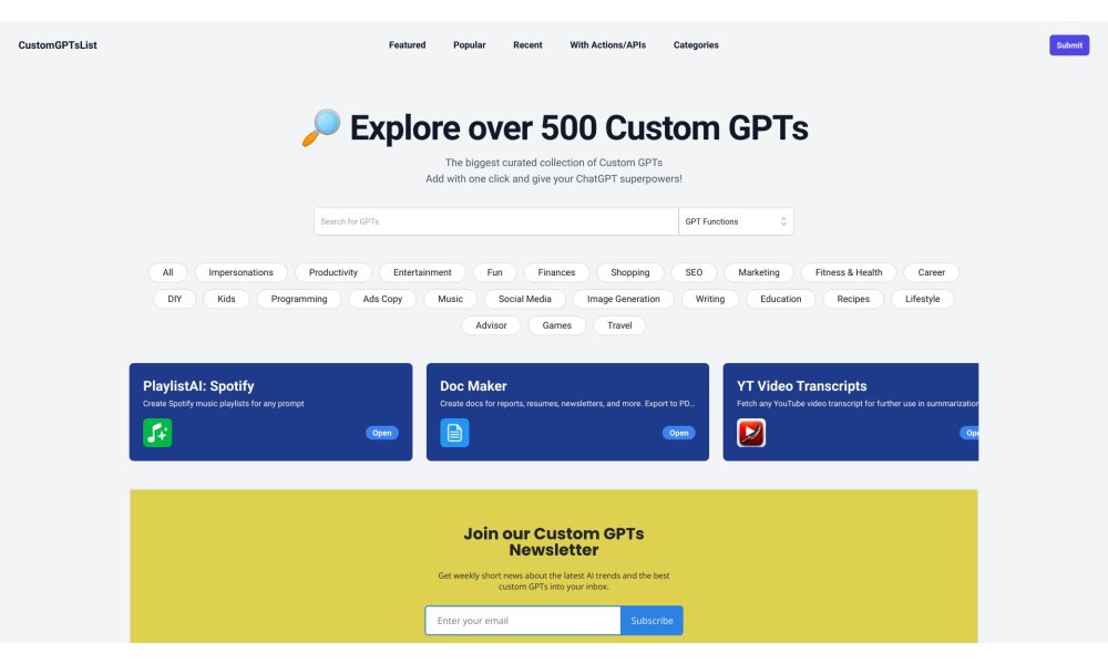 CustomGPTsList