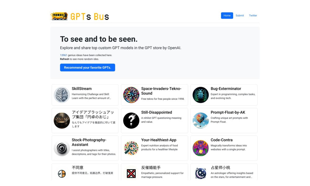 GPTsBus - GPTs Store & Community