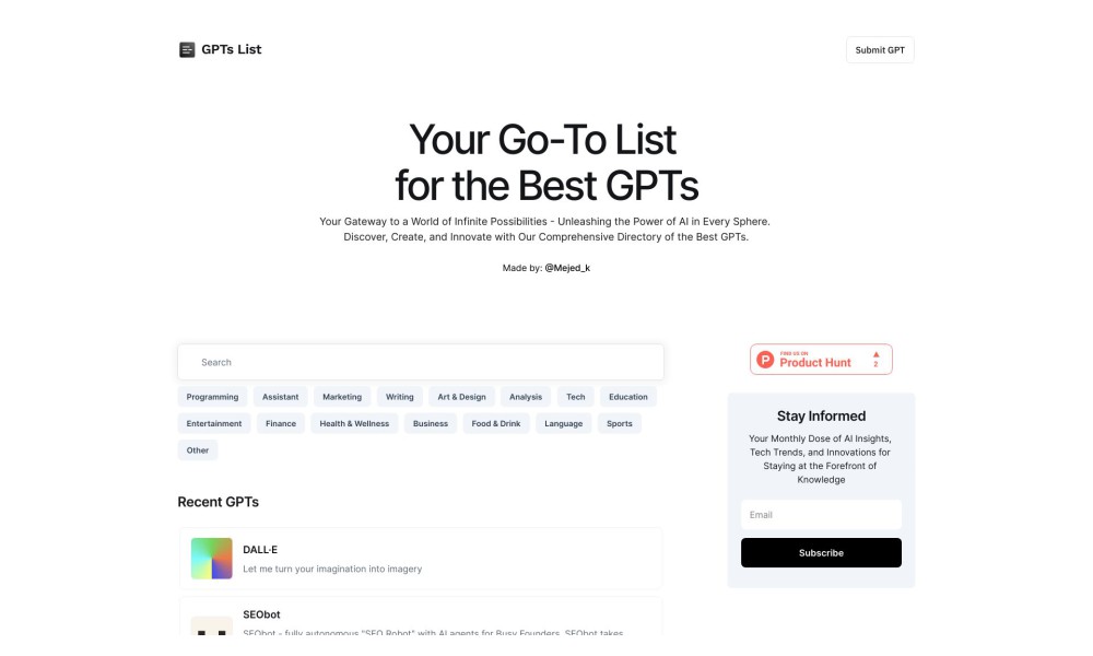 Your Go-To List for the Best GPTs