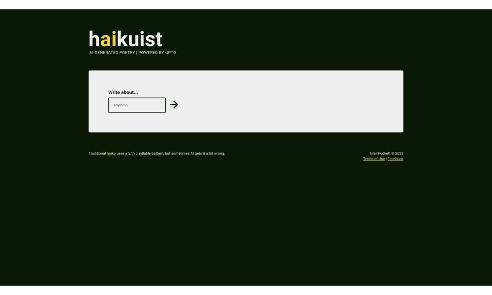 Haikuist | AI-Generated Poetry Powered by GPT-3