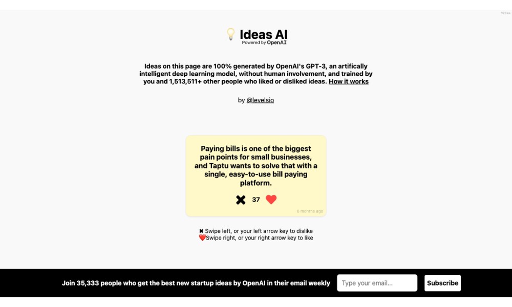 Startup Ideas powered by OpenAI