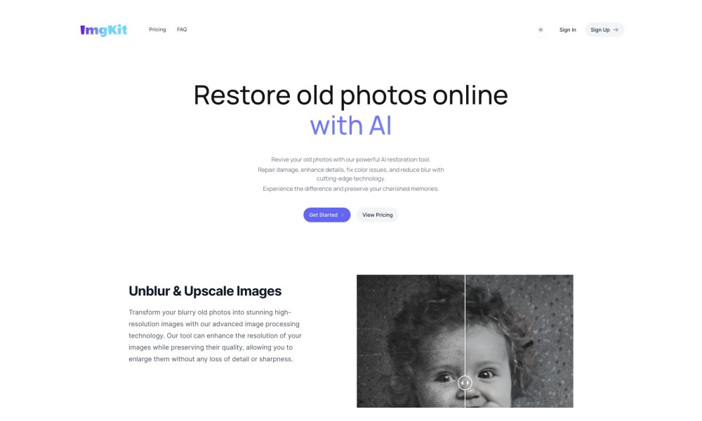 AI Old Photo Restoration Online - ImgKit