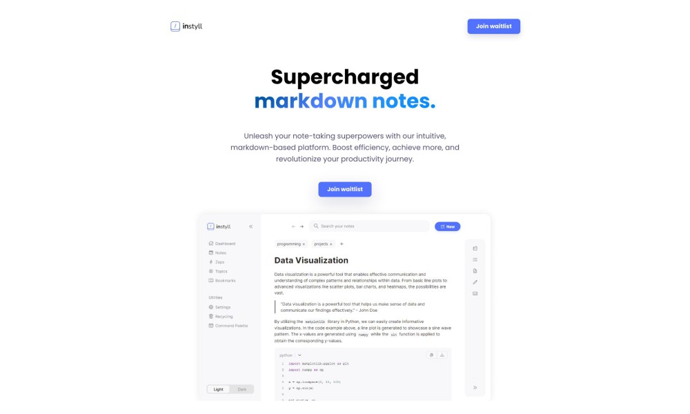 Instyll - Supercharged markdown notes