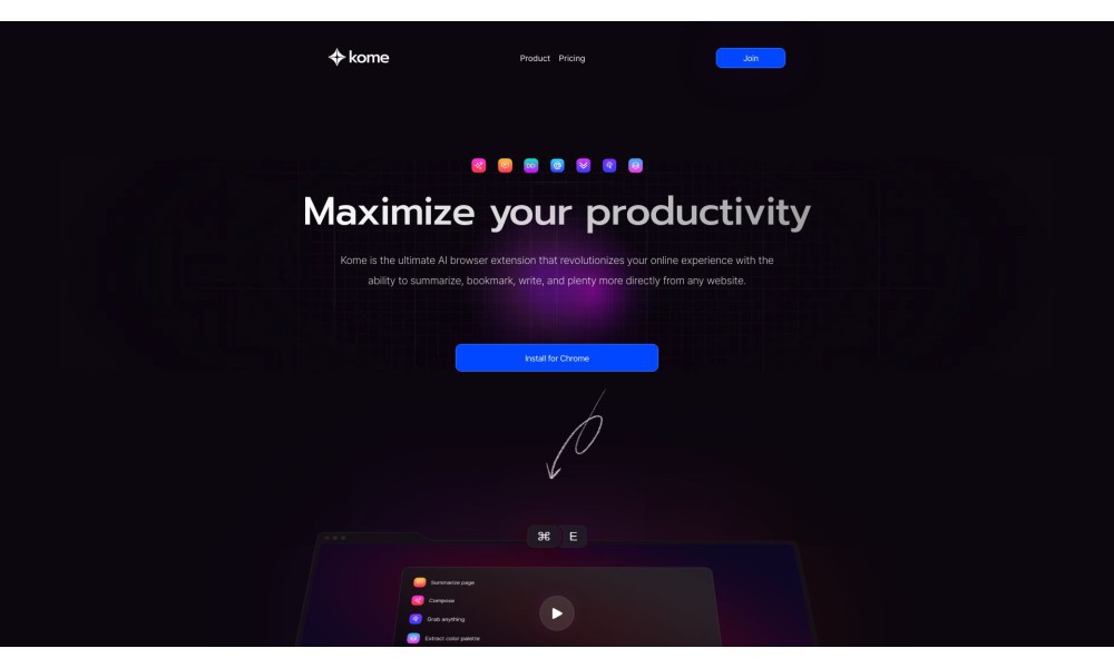 Kome: AI Summary and Bookmark Extension