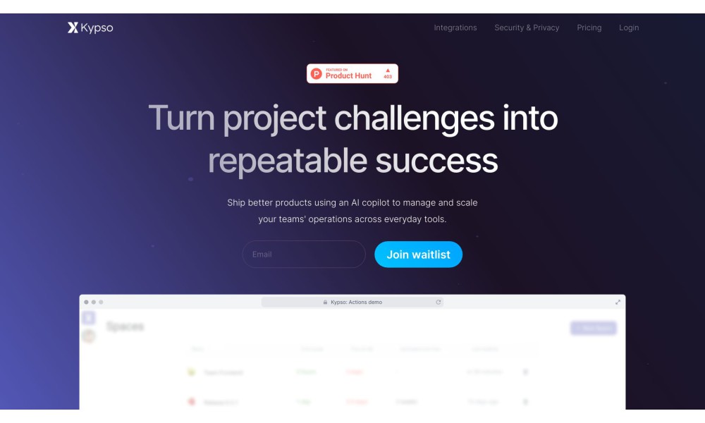 Kypso - Project intelligence platform