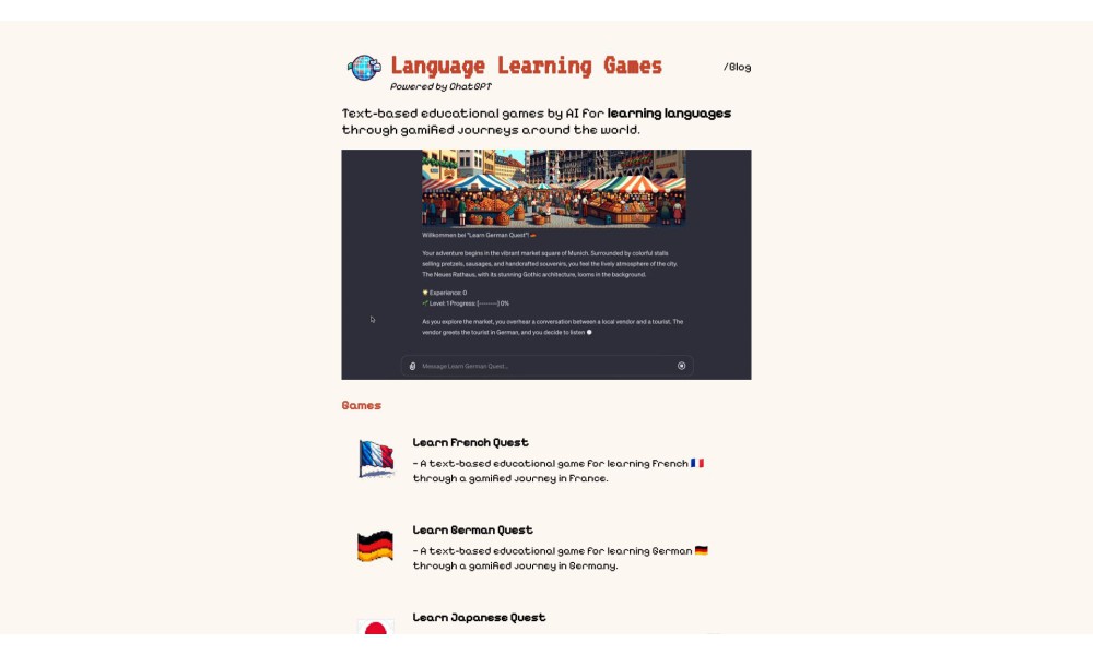 Language Learning Games by AI