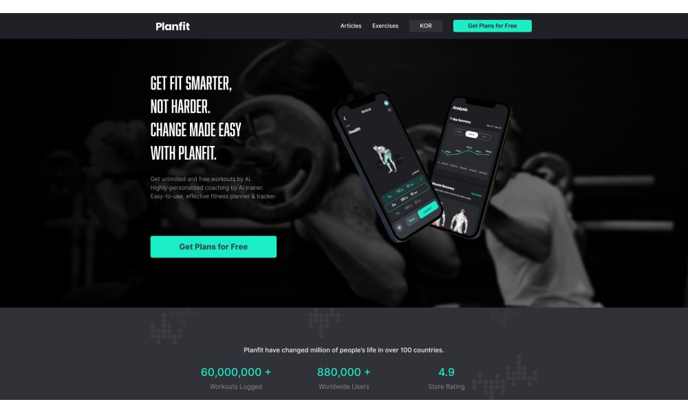 Planfit: Gym Home Workouts & Fitness Plan by AI