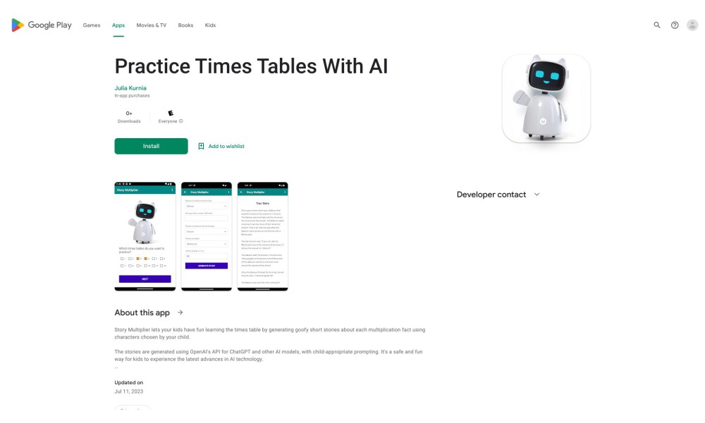 Times Table Story Generator