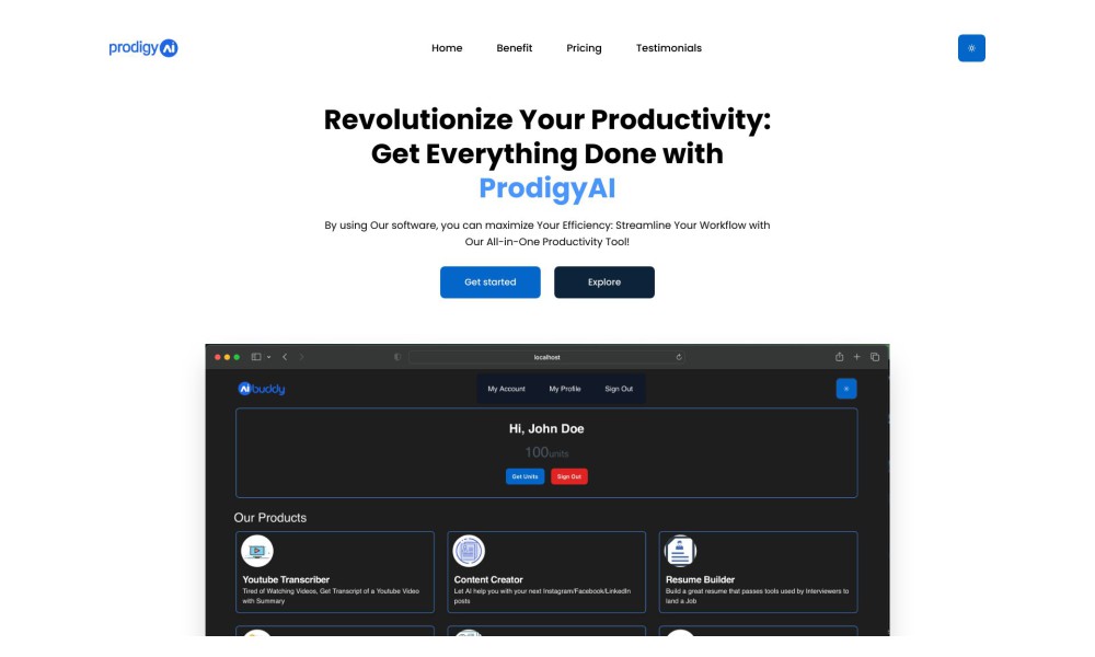ProdigyAI - All-In-One Productivity Tool
