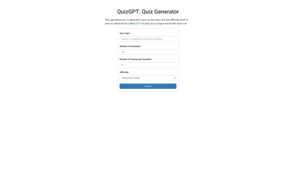 QuizGPT: Classroom Quiz Generator