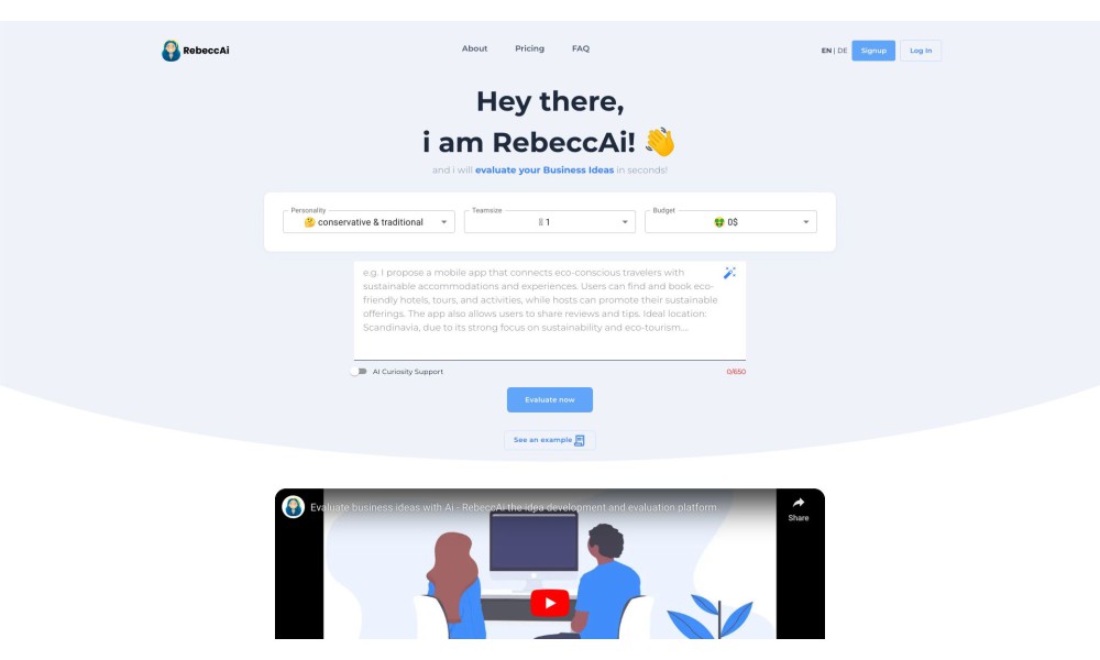 RebeccAi - AI-powered business idea evaluation and validation tool