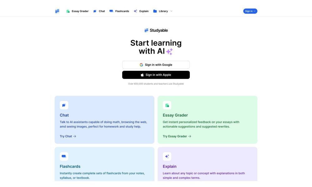 Studyable - AI Learning Tools & Flash Cards