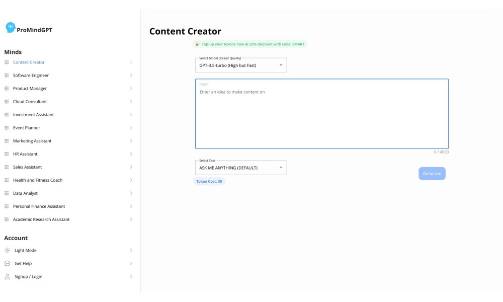 ProMindGPT - Generate Tweet, Blog, Codes and more with GPT