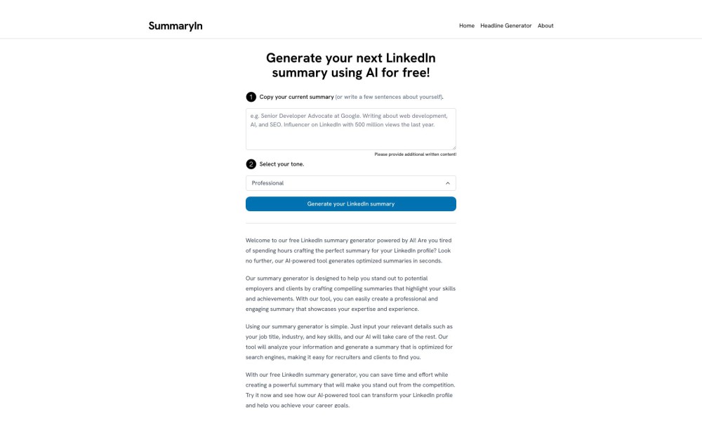 LinkedIn Summary Generator