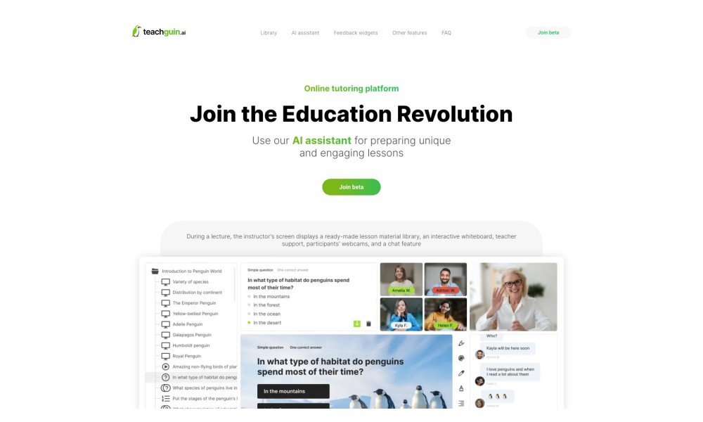 Teachguin - online tutoring platform