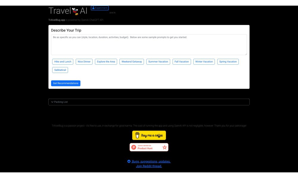 Voyage AI - ChatGPT powered AI Travel Planner