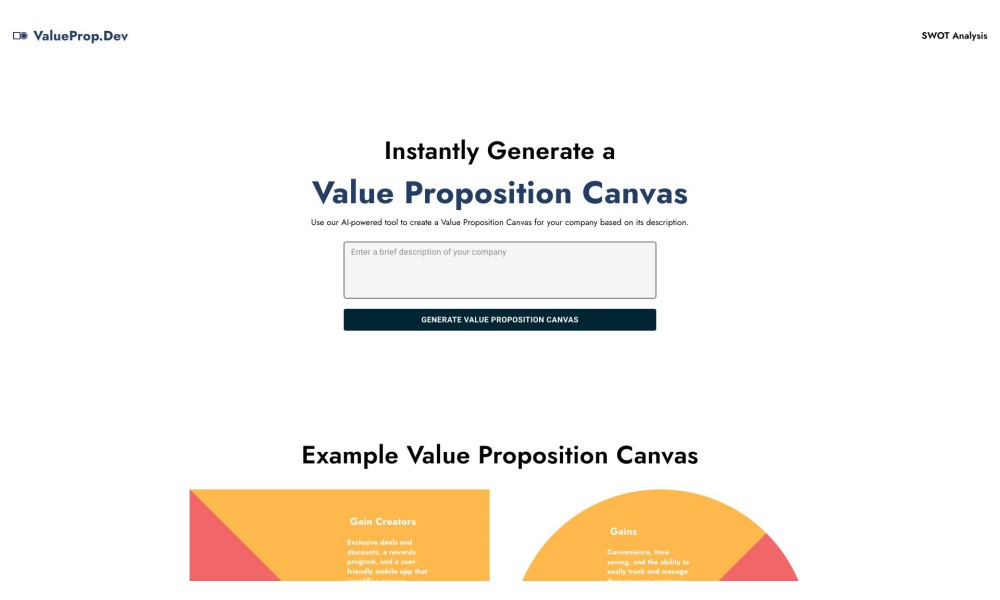 AI Value Proposition Canvas Generator