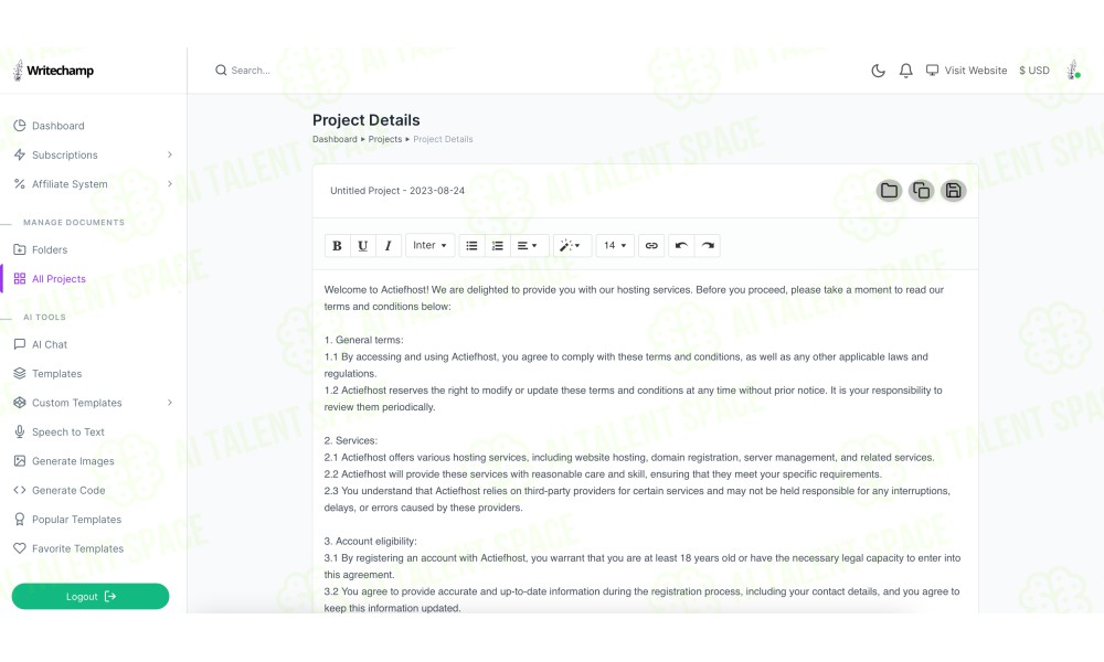 Writechamp - AI Writer, Paraphrasing Tool & Copywriting - Image 2