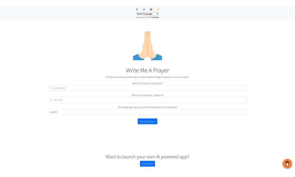 Write Me A Prayer - An AI Powered Prayer Generator