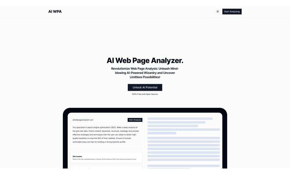 AI Web Page Analyzer (AI WPA)