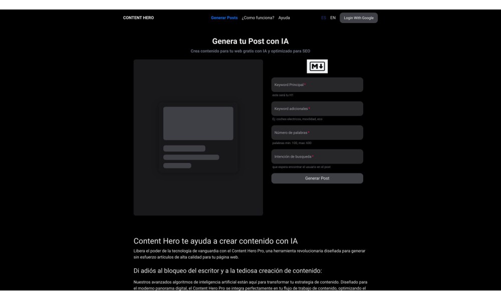 Content Hero | Generar Posts con IA