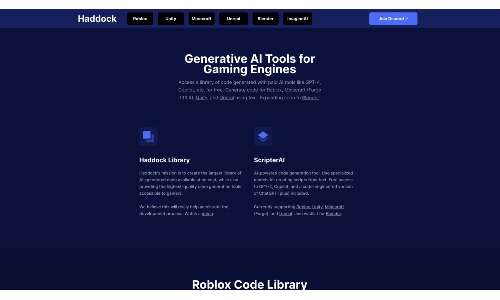 Haddock - Generative AI Tools for Gaming Engines