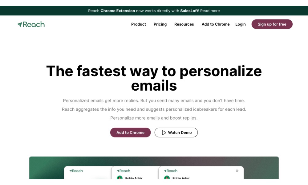 Reach - The fastest way to personalize emails