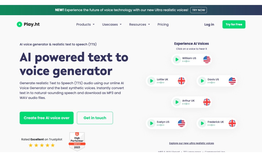 PlayHT: AI Voice Generator & Realistic Text to Speech Online