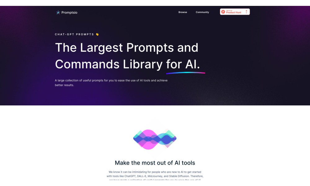 Promptsio - The Largest Prompts and Commands Library for AI.
