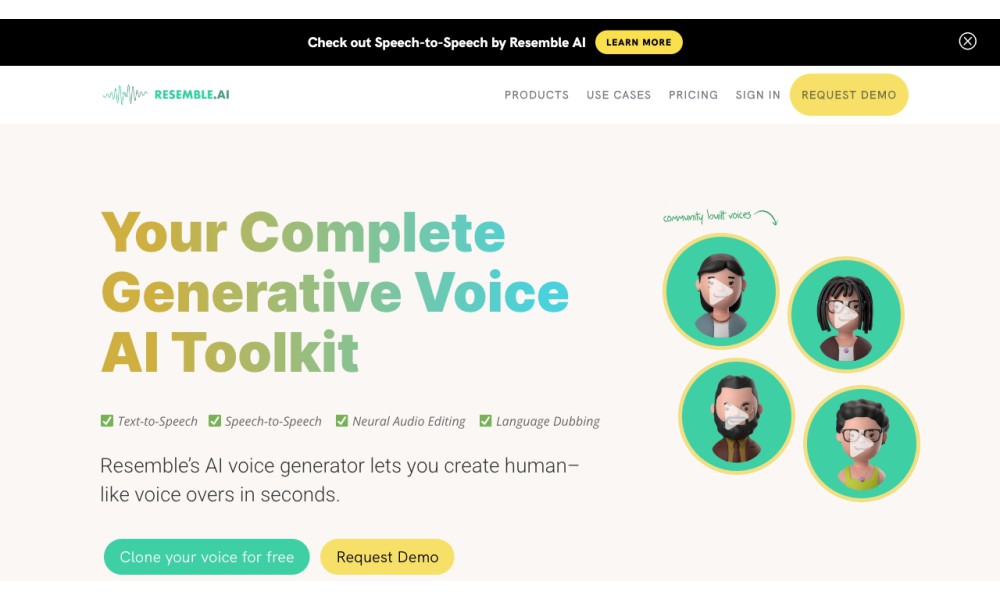 Resemble AI Voice Generator with Text-to-Speech and Speech-to-Speech