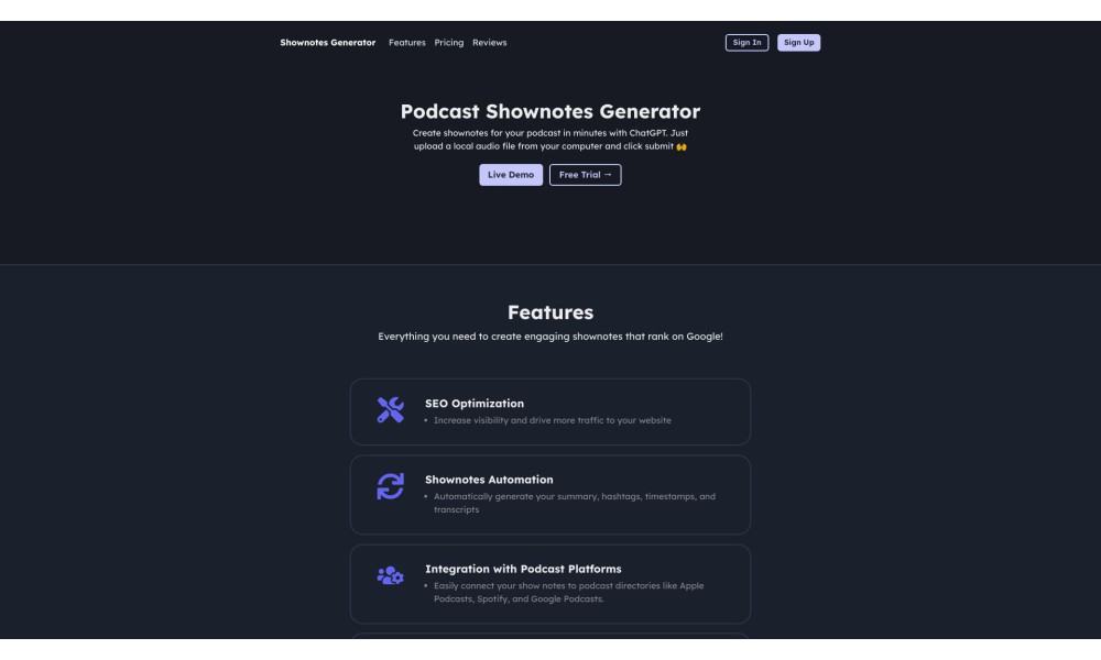Podcast Show Notes Generator