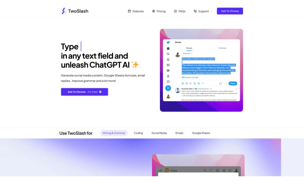 TwoSlash: ChatGPT Chrome Extension