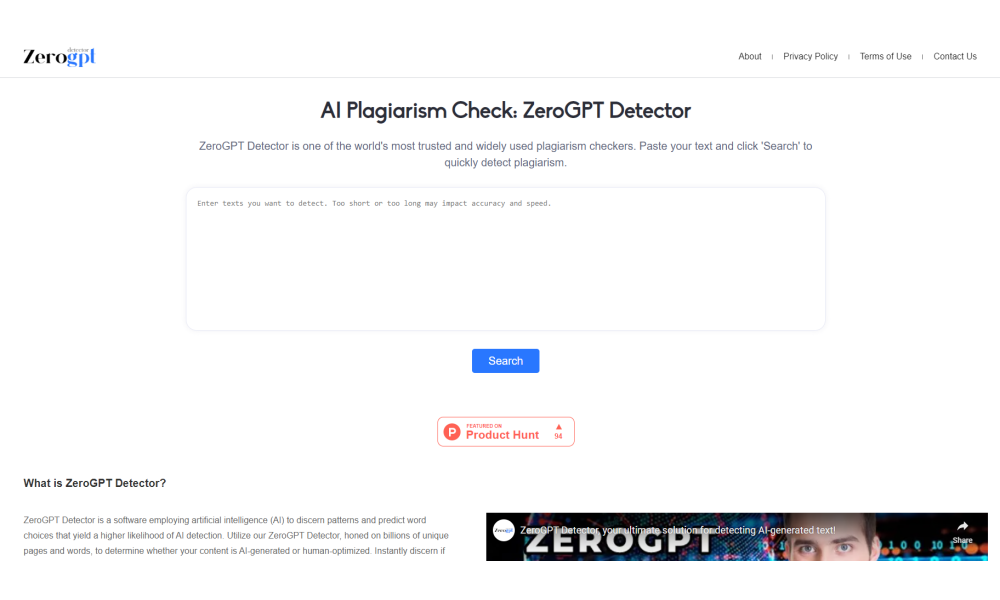 ZeroGPT Detector