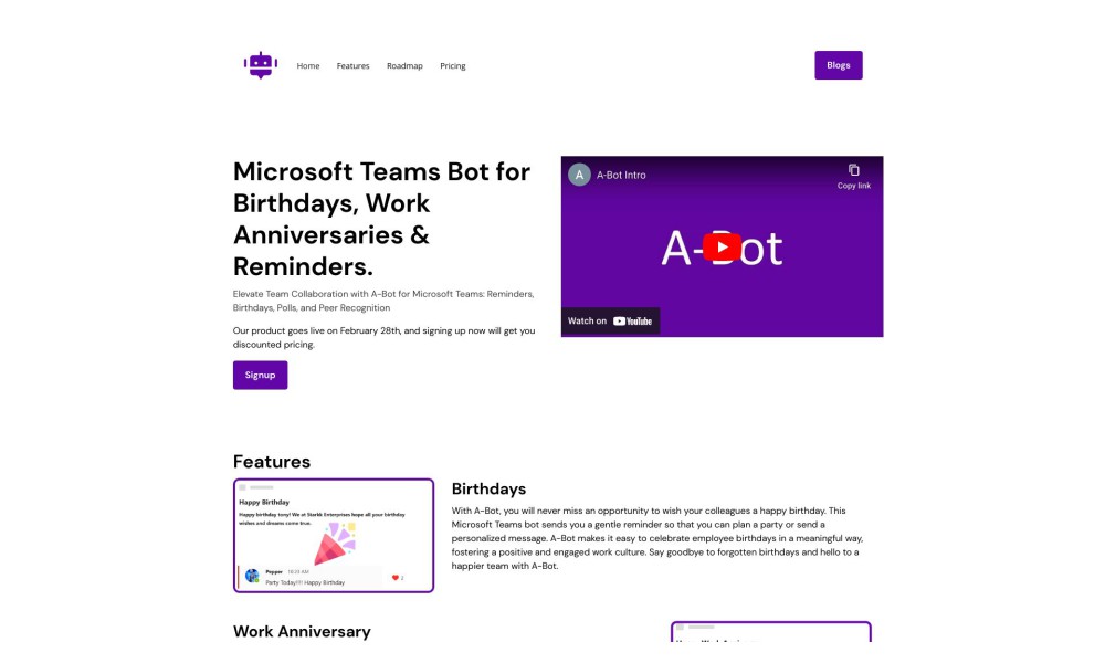 A-Bot | Polls, Recognition, Reminders & Birthdays on Microsoft Teams