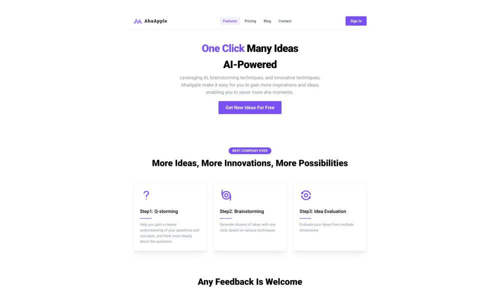 AhaApple - AI Idea Generator - Creative And Novel Ideas