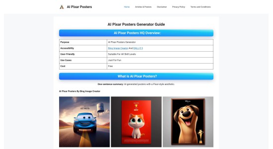 AI Pixar Posters Generator