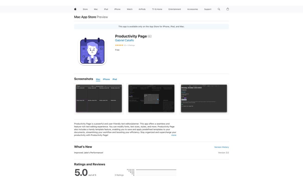 Productivity Page
