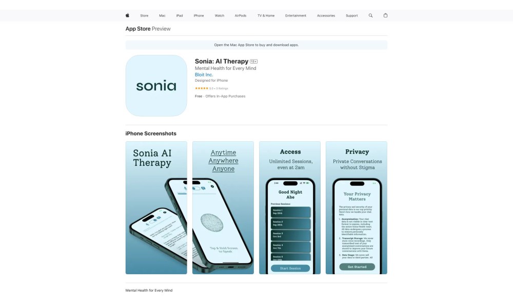 Sonia: AI Therapy