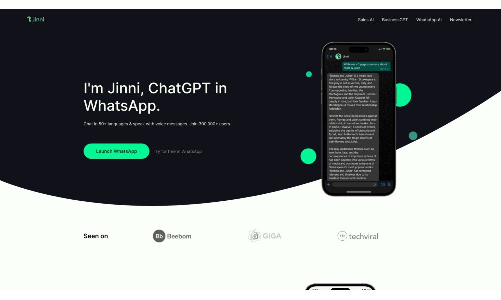 ChatGPT in WhatsApp - Jinni AI