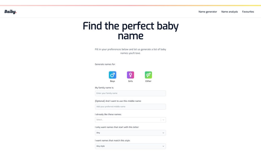 Baiby - Baby Name Generator