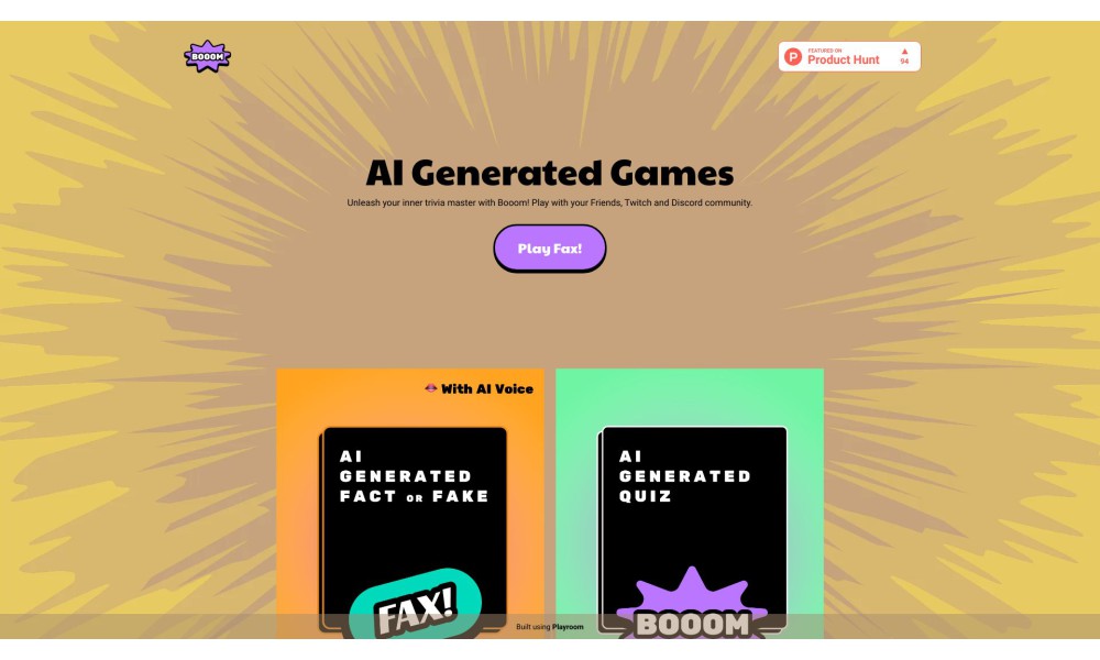 Booom: AI Generated Trivia and Social Games