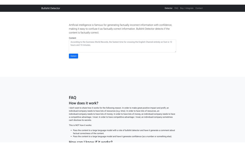 Bullshit Detector for AI generated content